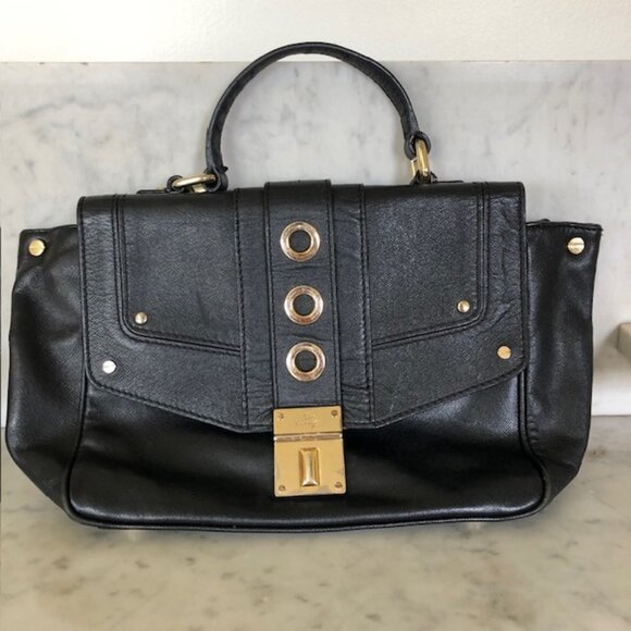 MILLY Black Small Turn Lock Satchel Bag Vintage - Picture 3 of 16